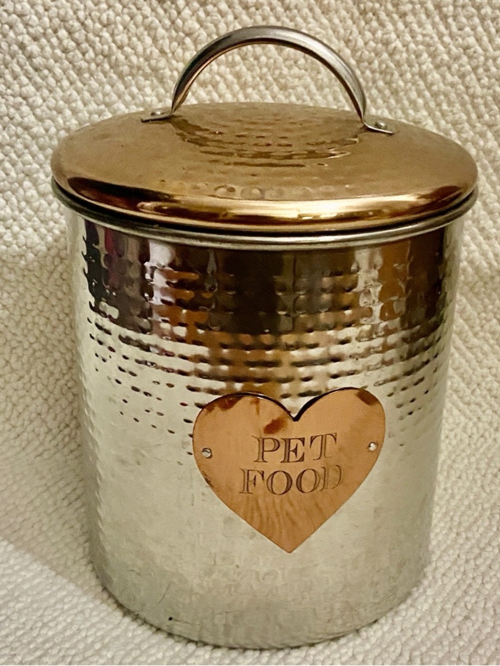 Pet Food Chrome-Copper Canister -9in x 7in D